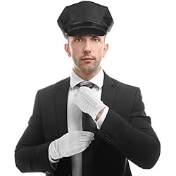 Ropa De Trabajo Para Choferes Balinco Set con Gorra de chófer + Corbata + Guantes Blancos - el complemento Disfraz de chófer de Boda o Conductor/chófer.