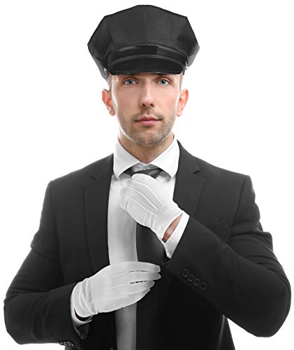Set avec Casquette de Chauffeur + Cravate + Gants Blancs - Le complément Parfait pour Votre Costume de Chauffeur de Mariage ou de Chauffeur/Chauffeur