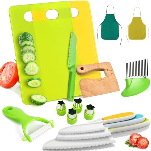 15 PCS Kids Cooking Sets,Toddler Montessori Kitchen Tool Toy for Lillte Girl Boy Age 3-10,Gifts for Birthday Christmas