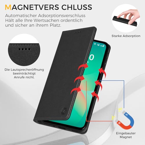 Kirnntca Handyhülle für Samsung Galaxy A26 5G Hülle, Kartenfach Premium PU Leder Klapphülle Schutzhülle, Standfunktion Tasche Flip Case für Samsung Galaxy A26 5G - Schwarz