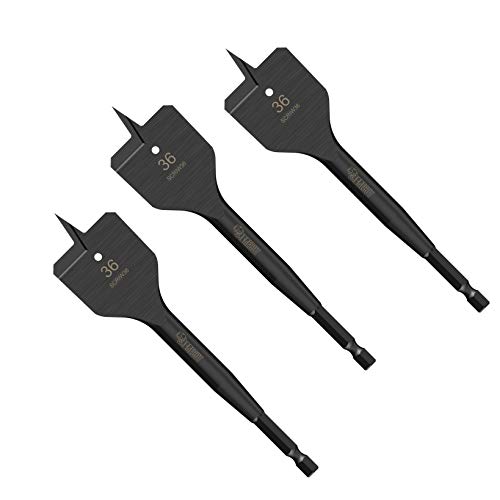 Image of 3 x SabreCut SCRIW36_3 36mm x 152mm Impact Rated Flat Wood Spade Bits for Softwood Hardwood Chipboard