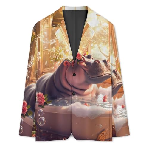 Bathroom Hippo Toilet Mens Blazer Lightweight Sport Coat Two Button Suit Jackets3