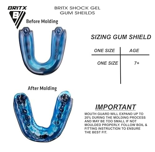 BRITX Boil & Bite Gum Shield/Mouthguard – Moldable Mouth Guard/Gum Shields - CE Approved, Rugby, School Sports, Hockey, Boxing, GAA, Martial Arts, MMA (Black/Blue, One Size Fit to All 7+) - Image 4