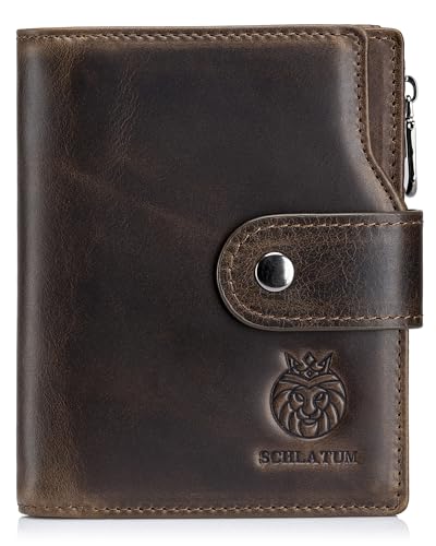 Large Capacity Wallets for Men RFID Blocking Men Wallet Leather with Coin Pocket, 18 Card Slots, Flap ID Window, Coffee