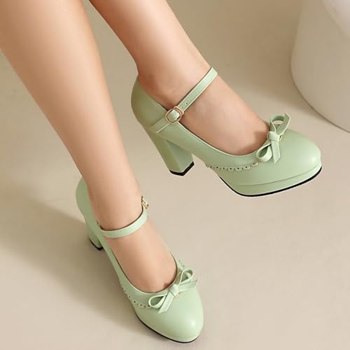 KISSASA Womens Mary Jane Platform Heels Round Toe Block High Heel Platform Ankle Strap Pumps4