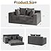 cidludto Convertible Sofa Bed, 3 in 1 Loveseat Folding Couch Bed Foldable - Boneless Couch & Floor Futon Sleeper, Corduroy Pull Out Sofa Bed with 4 Pillows for Living Room, Grey