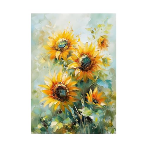 Peinture de tournesol déco murale salon moderne toile WODJEM 60x80cm