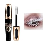 MIESCHER White Mascara for Eyelashes - Waterproof, Long Lasting, 5D Silk Fiber Lash Lengthening, Smudge-Proof, Curling, Defining, Volume Color Makeup for Stage Use