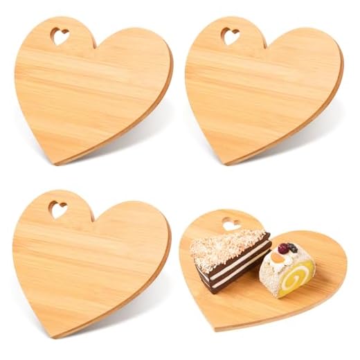 MoDooris 3Pcs Bamboo Heart Shaped Cutting Board Valentine's Day Heart Charcuterie Board Wooden Serving Platter Fruit Salad Cookie Cheese Dish Plate for Wedding Anniversary Engagement Party Decor