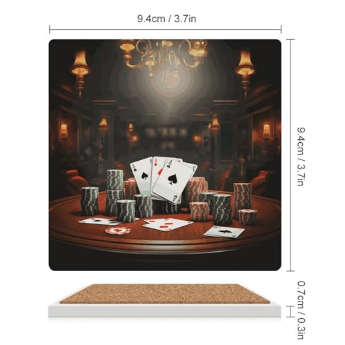 Dessous de verre en céramique poker (lot de 6) carrés pour protection de table - 3