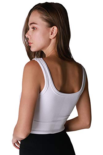 NIKIBIKI Women Seamless Chevron Ribbed Crop Top, Made in U.S.A, One Size3