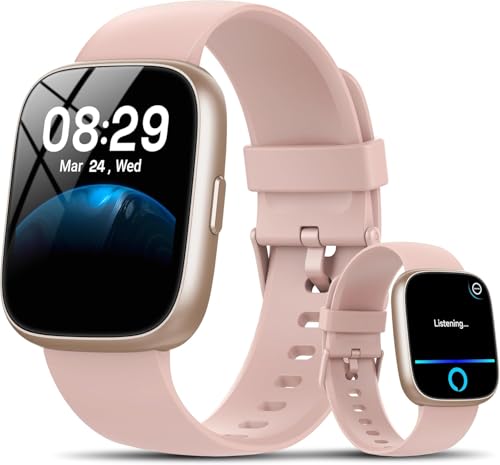 Reloj Inteligente Mujer Hombre con Alexa, 1,83' Smartwatch con Llamadas Bluetooth,120+ Deportivos Smart Watch con Pulsómetro/Podómetro/Monitor de Sueño, IP68 Pulsera Actividad para Android iOS, Rosa