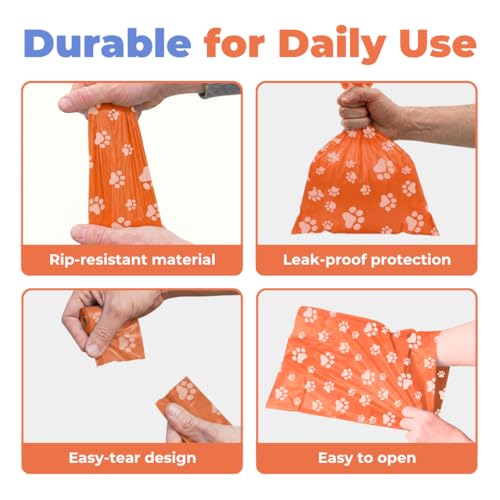 Image of Best Pet Supplies Dog Poop Bags for Waste Refuse Cleanup, Doggy Roll Replacements for Outdoor Puppy Walking and Travel, Leak Proof and Tear Resistant, Thick Plastic - Orange, 240 Bags