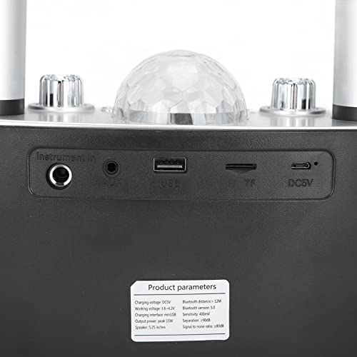 Máquina portátil de karaokê, sistema de karaokê sem fio/alto-falante com 2 microfones, alto-falante
