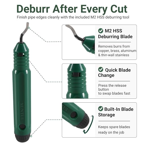 Image of Large Pipe Cutter, 1 /4 inch-2-3 /4 inch OD Tubing Cutter Kit | For Copper, Aluminum, Brass & Thin-Wall Stainless, Includes Deburrer, Spare SKD11 Wheel & HSS Blade