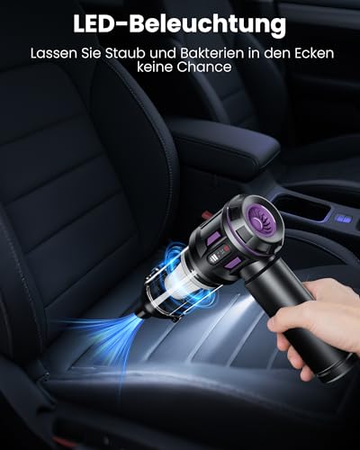 HEEBUKE Handstaubsauger, Akku für Handstaubsauger mit Digitalanzeige und LED-Beleuchtung, 21000 Pa bürstenloser Motor-Autostaubsauger, 3-stufiger Mini-Staubsauger, geeignet für die Reinigung von Büros
