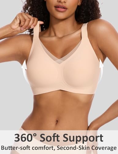 Vinfact Womens V Lace Wireless Seamless Bras No Underwire Comfort Push Up Bras Supportive Full Coverage Bralettes T Shirt Bra3
