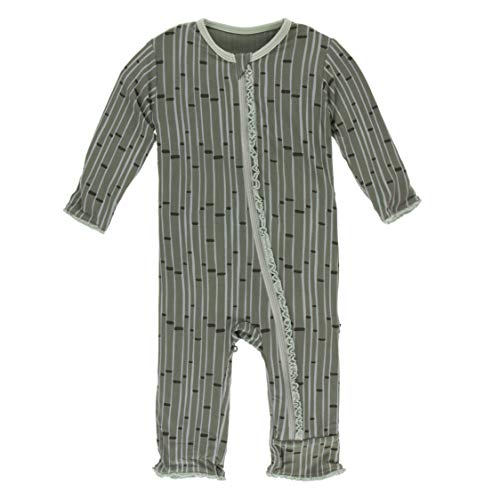KicKee Pants Print Muffin Ruffle Coverall with Zipper (Succulent Bamboo - 6-9 Months)