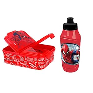 GOLDKIDS Spiderman broodtrommel voor kinderen, 18,5 x 13,5 x 5,5 cm, broodtrommel voor ontbijt, drinkfles, school, vrije…