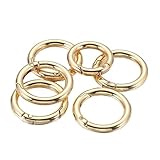 20 piezas de cierre resorte metal que se puede abrir, mosquetón redondo, llavero, gancho, hebilla, conector cadena for bolsa, for hacer joyas DIY Para bolsos(Light Gold,25mm)