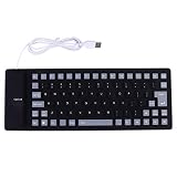 OSALADI 85 Touches Roll up Clavier en Silicone Résistant à l'eau Clavier Filaire USB Ultra Mince Et Silencieux pour Ordinateur Portable Noir