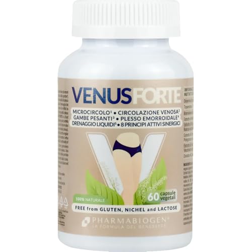 Venus Forte 60 Capsule Vegetali - Integratore con Diosmina, Troxerutina, Esperidina, Bromelina, Ruscus, Centella, Mirtillo e Resveratrolo