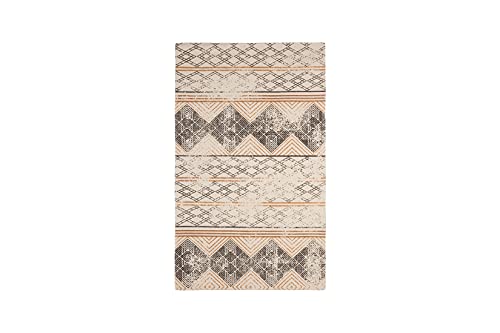 French Connection – Stonewash Rug | Suri Palm Style | Modern Boho Home Décor | Rectangle Accent Area Rug | 100% Cotton | Measures 3' X 5' | Natural/Orange #TOP11