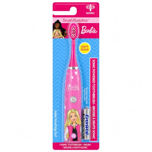 Brush Buddies Barbie Battery Operated Electric Toothbrush for Kids Soft Bristles & Sonic Power Perfect for Boys Girls and Childrens Oral Hygiene
