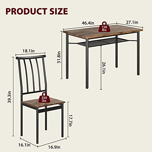Fancihabor Dining Table Set For 4, Kitchen Table And Chairs For 4, Rectangular Dining Room Table Set With Wine Rack, 5 Piece Dining Table Set For Small Space, Apartment, Rustic Brown #TOP5
