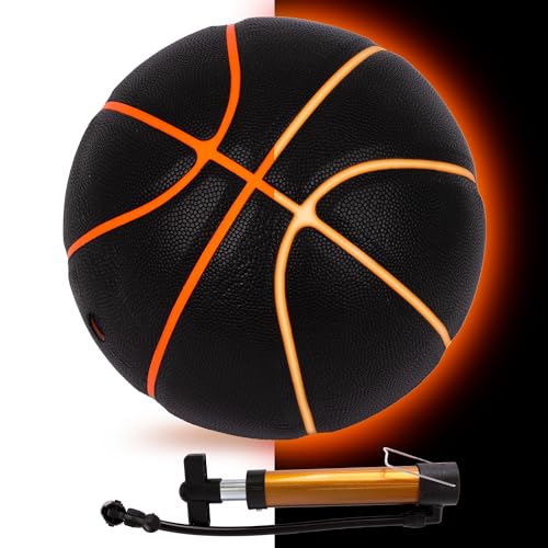 ArtCreativity Glow Basketball for Boys - Motion Activated Light Up Ball With Glowing Seams and Air Pump - Glow in The Dark Gifts for Teen Boys - Standard Size