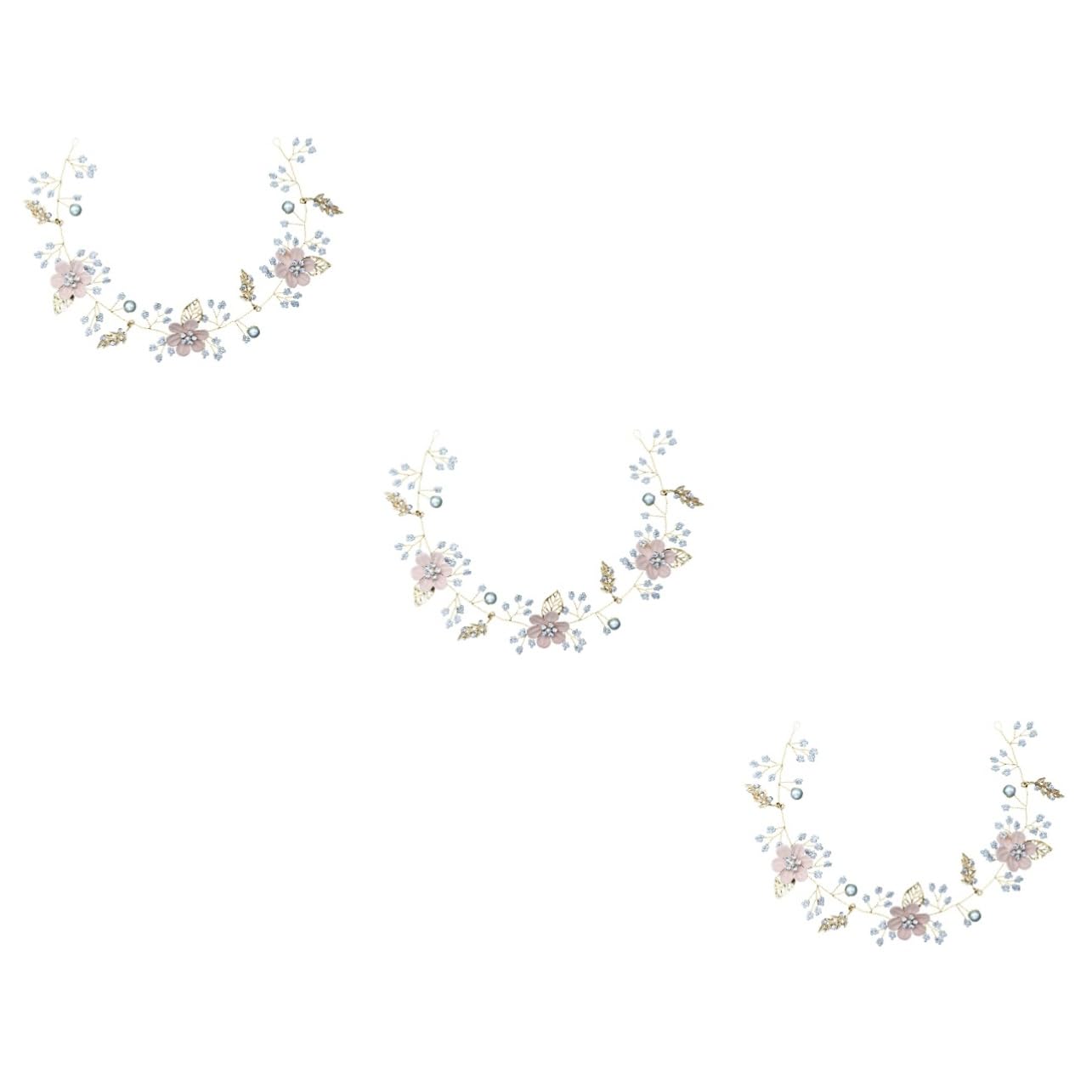FRCOLOR 3 Piezas Accesorios para el cabello novia boda cabello vid de flores de diamantes de imitación tiara tocado de novia diadema de de boda pedrería Regalo glicina venda