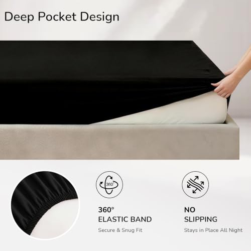 Image of downluxe 7 Pieces Queen Comforter Set with Sheets, Reversible Bed in a Bag for All Seasons with Comforter, Flat Sheet, Fitted Sheet, 2 Pillowcases and 2 Pillow Shams, Black /Red