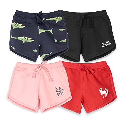 Image of Real Basics Premium Cotton Shorts for Girls - Regular Fit Printed Girl Shorts (Pack of 4)