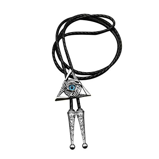 YOQUCOL Triangle 3D Simulation Devil's Eye Bolo Tie For Men American Western Genunie Leather Necktie Bolo Ties
