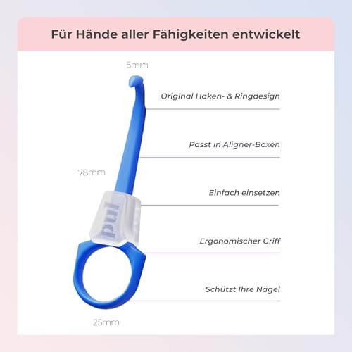 PUL 2-in-1 Clear Aligner Kauwerkzeug und Entfernungswerkzeug – Blau | Kombination aus Kauwerkzeug und Entferner | Hygienisches, wiederverwendbares, BPA-freies Dentalzubehör für Invisalign