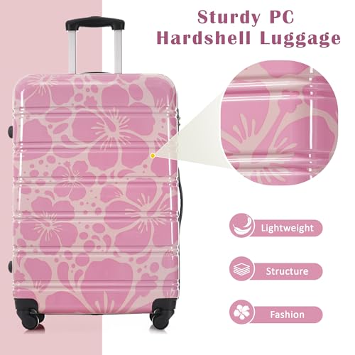 Luggage Sets 3 Piece, ABS Hardshell Suitcases with TSA Lock and Spinner Wheel, Expandable Travel Luggage for Men and Women (Pink B)4