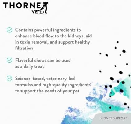 Miniatura 3 de ThorneVet Apoyo renal para perros y gatos - Fórmula masticable para la salud renal - con rehmannia, astrágalo, hongos y quitosano - 90 masticables