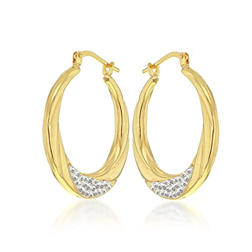Créoles en argent et or 9 ct avec cristaux Tuscany Silver, le cadeau idéal pour femme