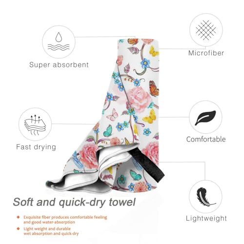 Serviette de bain microfibre oiseau au design floral élégant