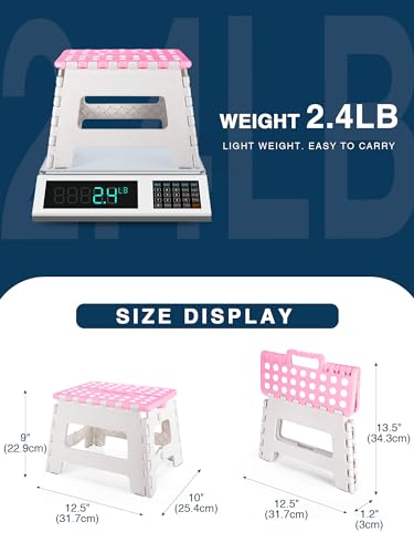 Miniatura 5 de House Day Taburete Plegable Para Niños - 22cm Silla De Plástico Para Caminar, Pie Niño, Paso - Rosa Y Blanco