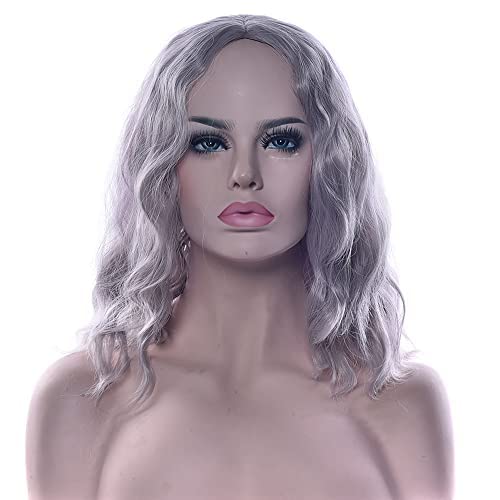 IMISSU Pelucas cortas de pelo rizado afro peluca de cosplay disfraz de Halloween sombreros de fiesta para mujer (gris) Cover