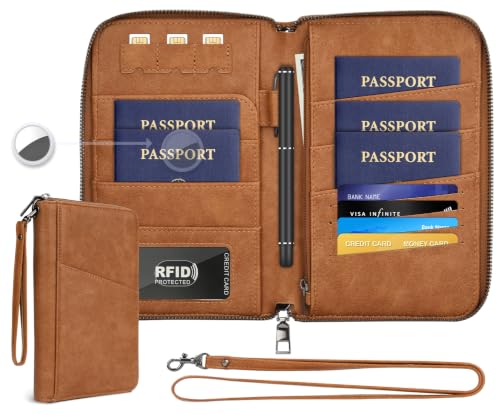 Passport Wallet with Strap and AirTag Pocket