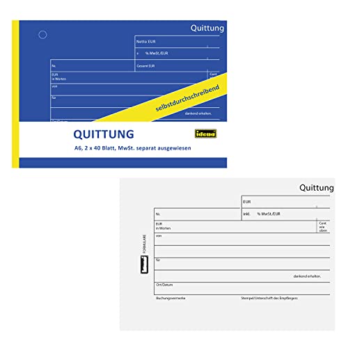 Idena 314260 - Blocco ricevute DIN A6, 2 x 40