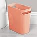 mDesign Plastic Small Trash Can, 1.5 Gallon/5.7-Liter Wastebasket, Narrow Garbage Bin with Handles for Bathroom, Laundry, Home Office - Holds Waste, Recycling, 10