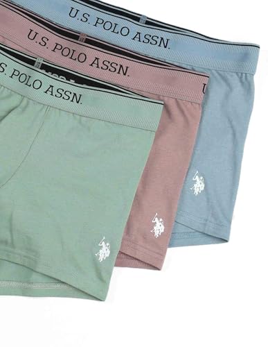 Image of U.S. Polo ASSN. Mens OET15 Mid Rise Solid Underwear Trunks - Pack of 3