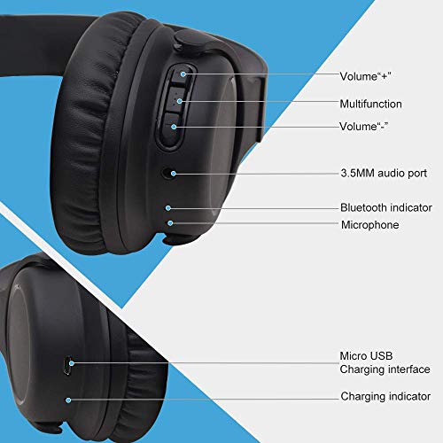 YAMAY CUFFIE BLUETOOTH 5.0 Wireless Over Ear con Microfono Senza Nero EUR  43,49 - PicClick IT