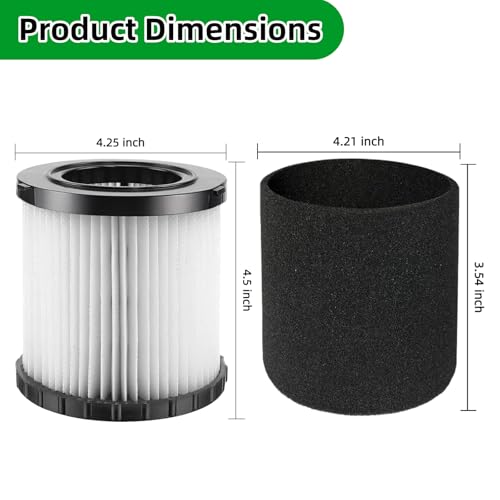 Image of 2-Pack DCV5801H Vacuum Filter Replacement Compatible with DEWALT DCV580H | Compatible with DEWALT DCV581H 20V MAX Wet /Dry Vacuum, Shop Vac Accessories with 4 Foam Sleeve Filters and 1 Cleaning Brush