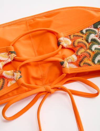 Image of ZAFUL Women Strapless Textured Bandeau Bikini 2 Piece Swimwear Cheeky Solid Lace up Bathing Suits