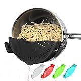 Arlig Clip On Pasta Strainer Silicone Universal Fit for all Pots and Bowls Snap On Drainer for Meat, Vegetables, Fruit Colander for Kitchen Easily Drain Food Space Saving
