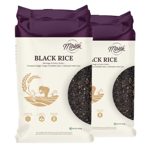 Image of Miresi Premium Black Rice - Whole Grain Goodness - High in Plant Protein & Dietary Fiber - Unpolished, Aromatic & Naturally Gluten-Free - Ideal for Balanced, Everyday Nutrition - 900g (Black rice - 2pk)
